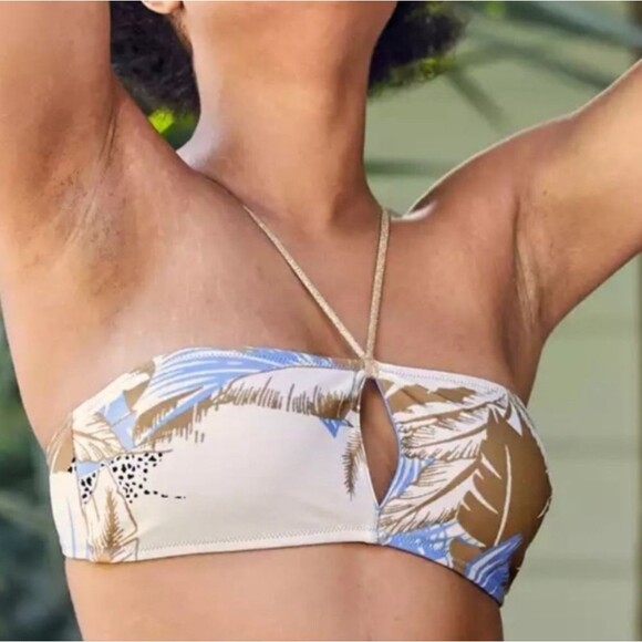 Aerie Keyhole Bikini Top Halter Bandeau Tropical Sz Medium NWT - Picture 1 of 10